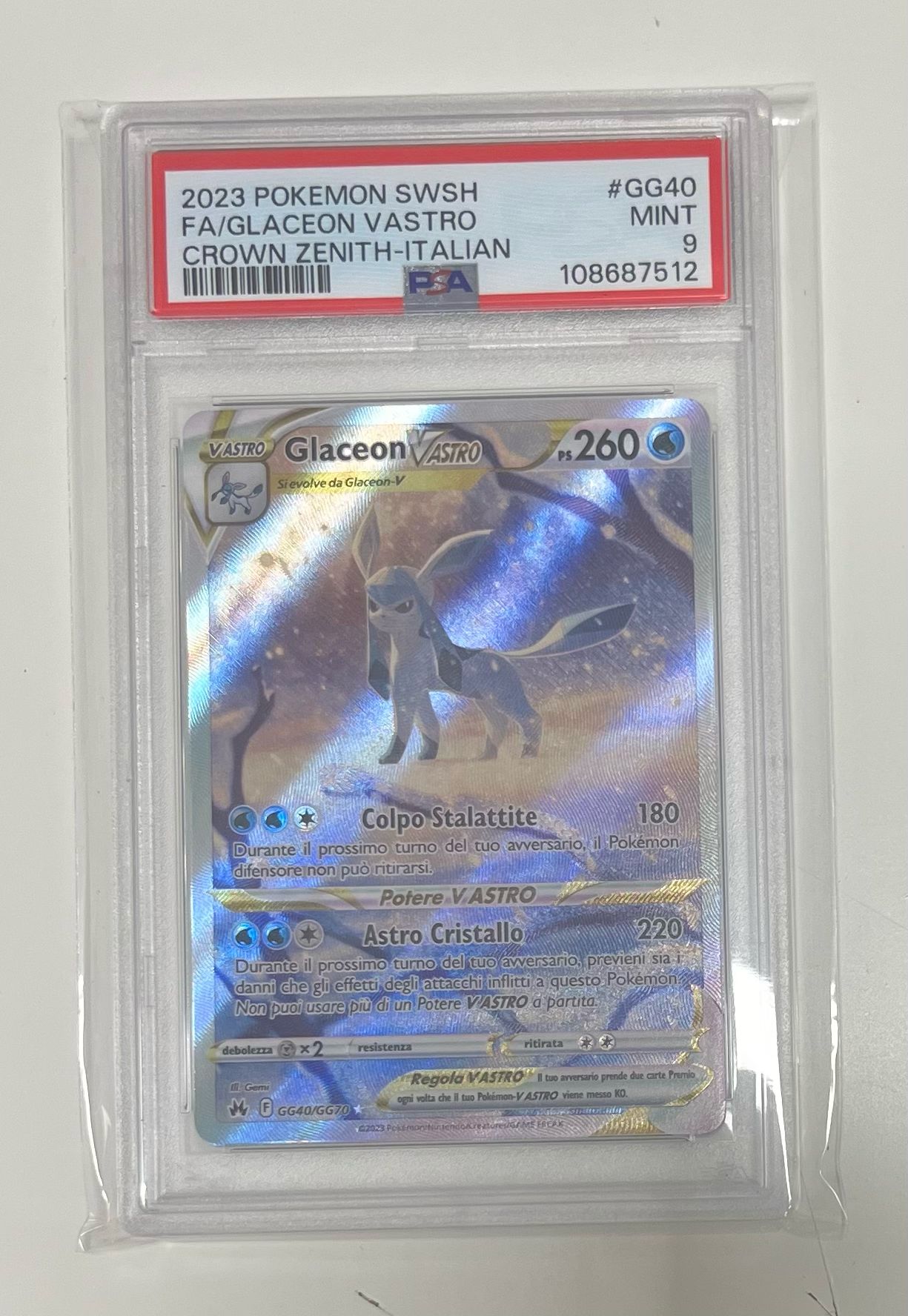glaceon vastro gg40/gg70 zenit - PSA 9- CARTA GRADATA ITA