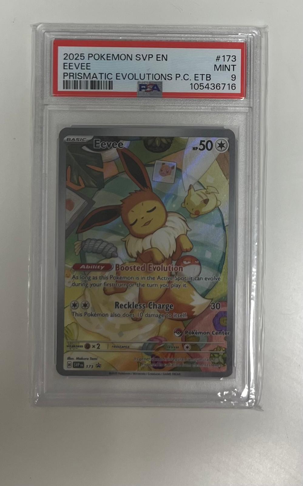 eevee promo evoluzioni prismatiche (psa 9) 173 pokemon center eng