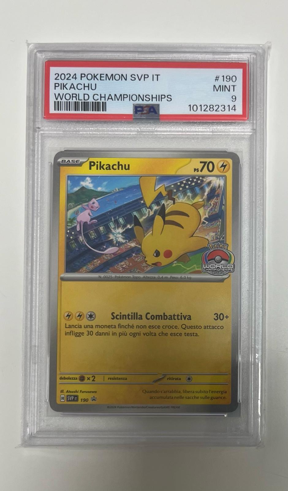 pikachu world championships - PSA 9 -190- CARTA GRADATA ITA
