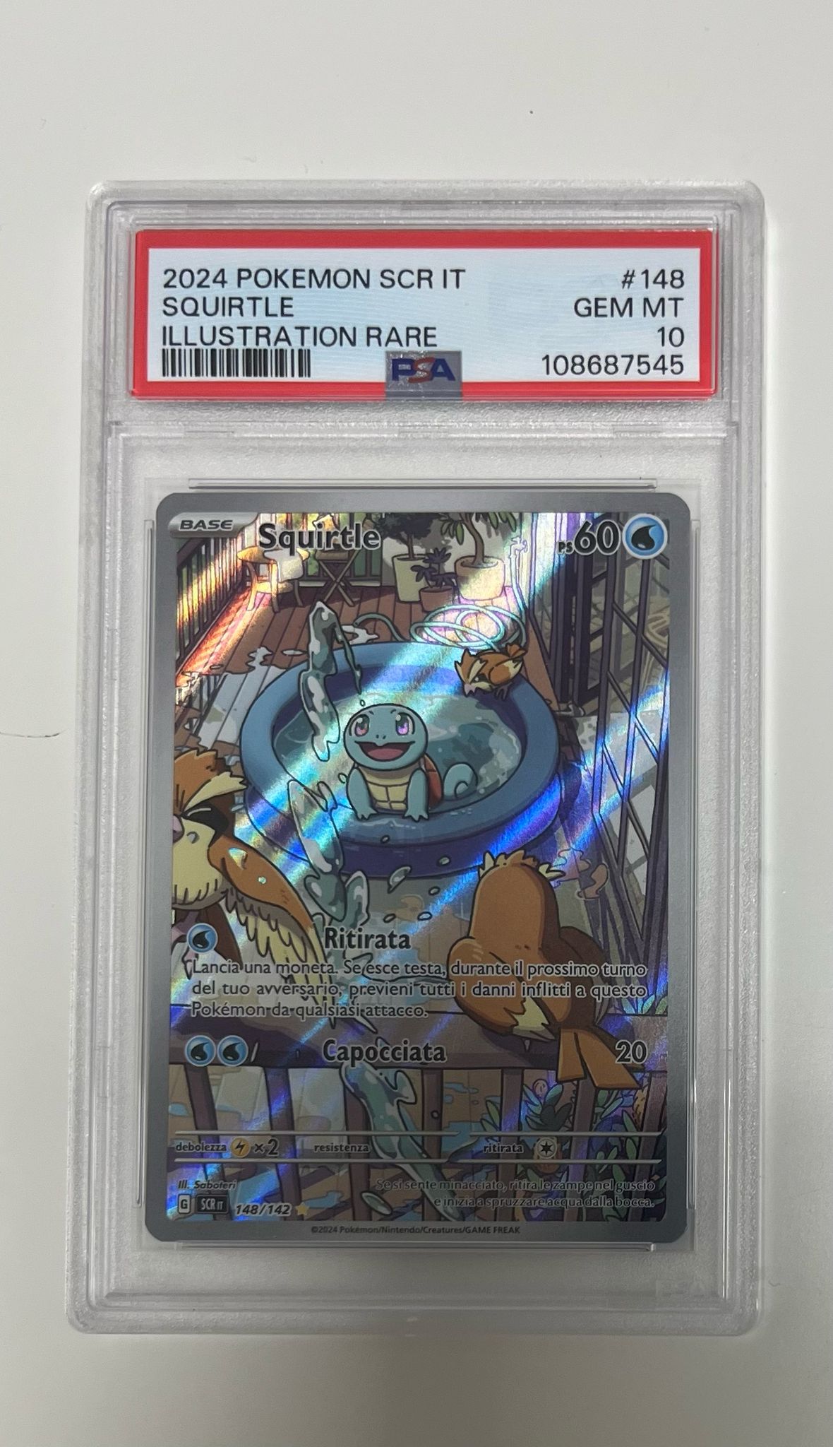 squirtle 148/142 ill.rare corona astrale - PSA 10- CARTA GRADATA ITA