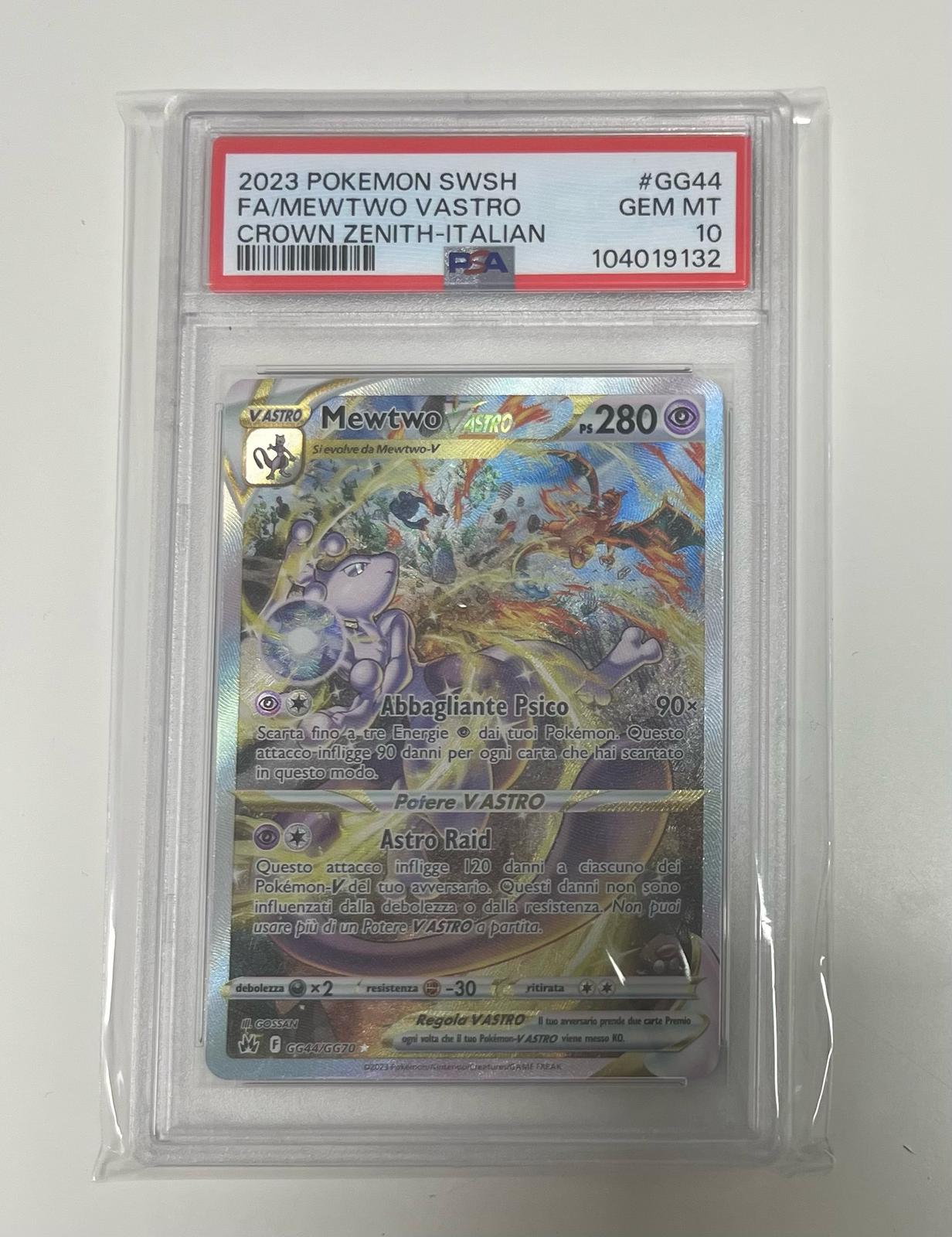 mewtwo vastro gg40/gg70 zenit - PSA 10- CARTA GRADATA ITA