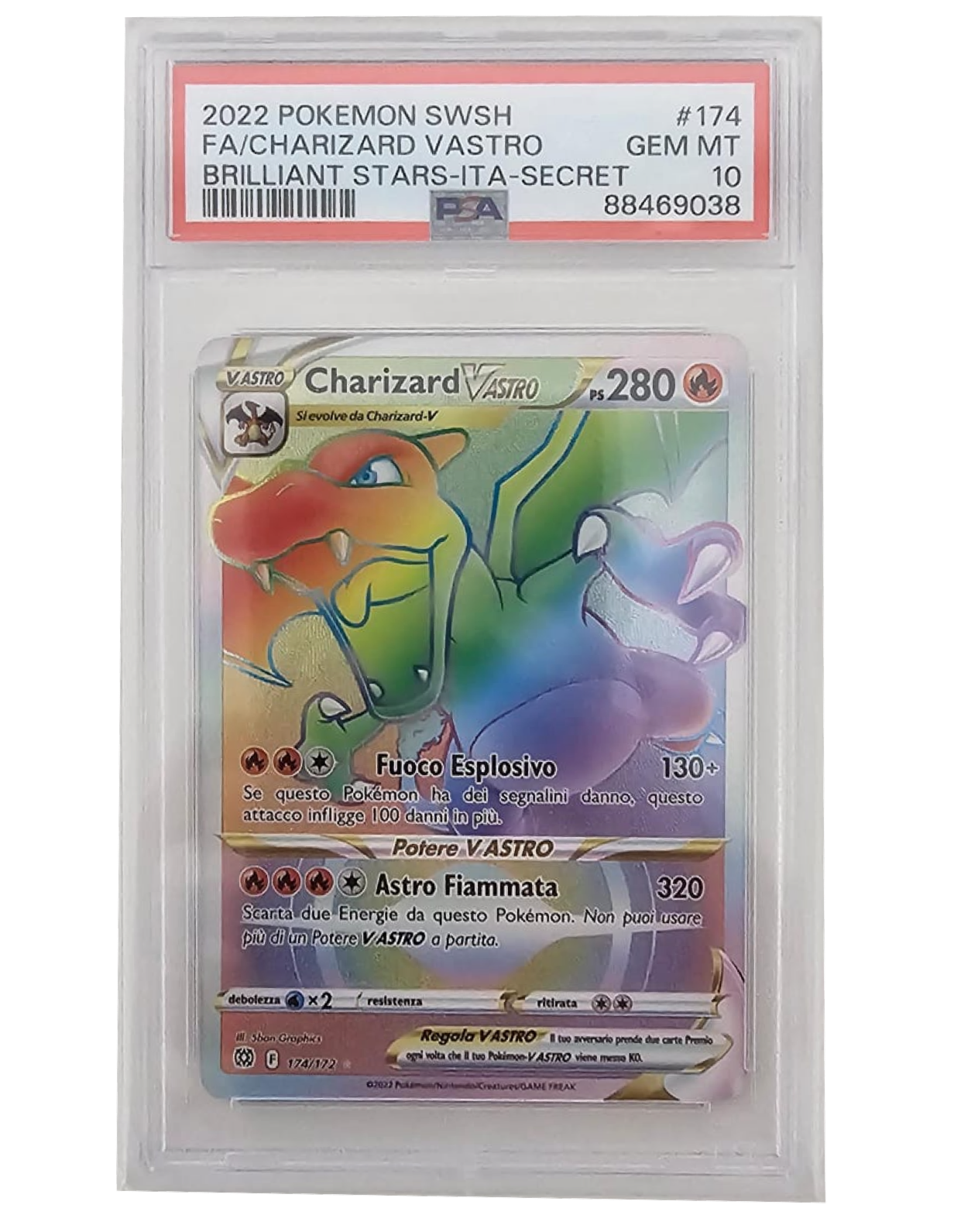 Charizard Vastro 174/172 - Astri Lucenti - 2022 - PSA 10 GEM MINT - CARTA GRADATA ITA