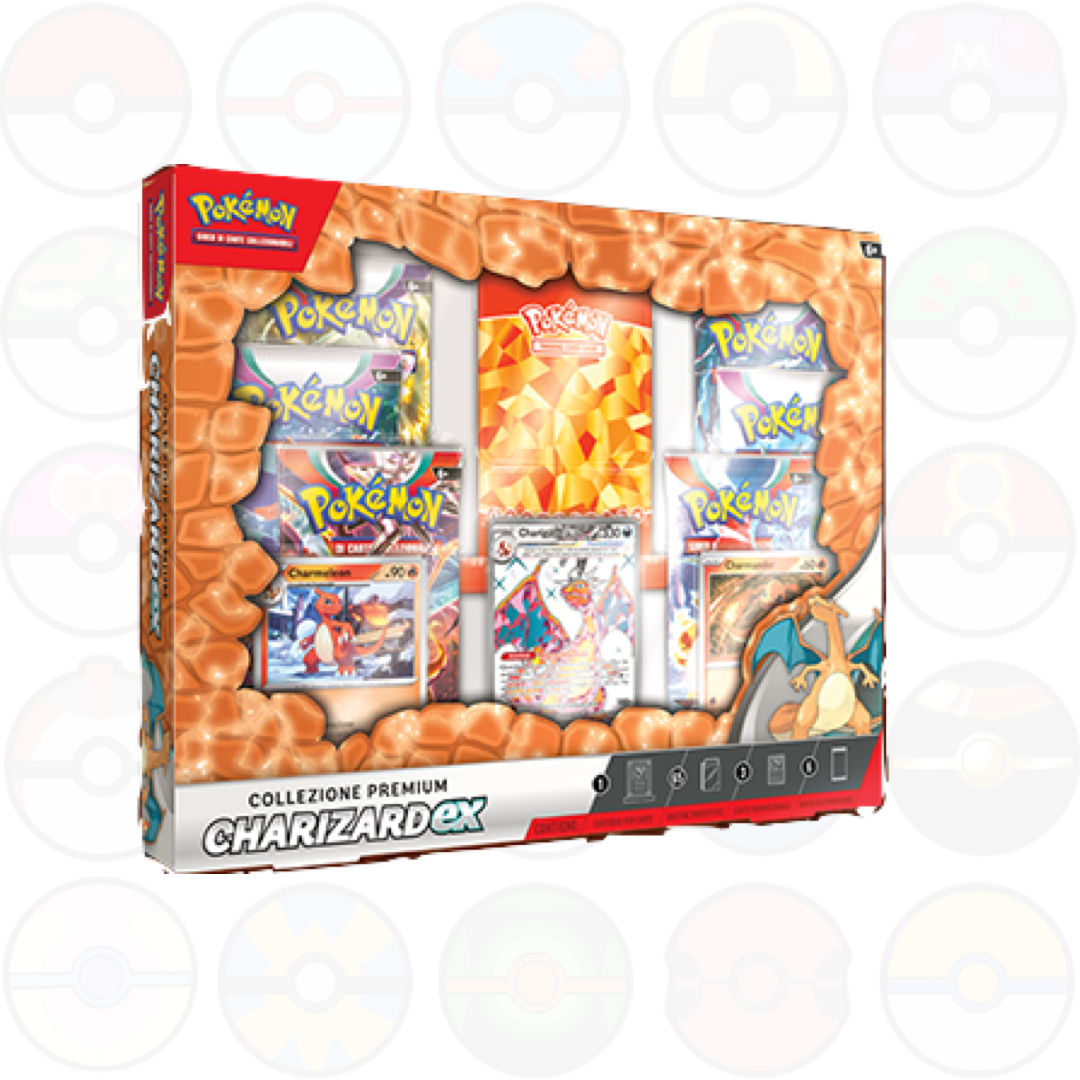 Collezione Charizard EX (6 bustine ITA con bustine di Astri Lucenti, Evoluzioni a Paldea e Ossidiana Infuocata) SECONDA SCELTA