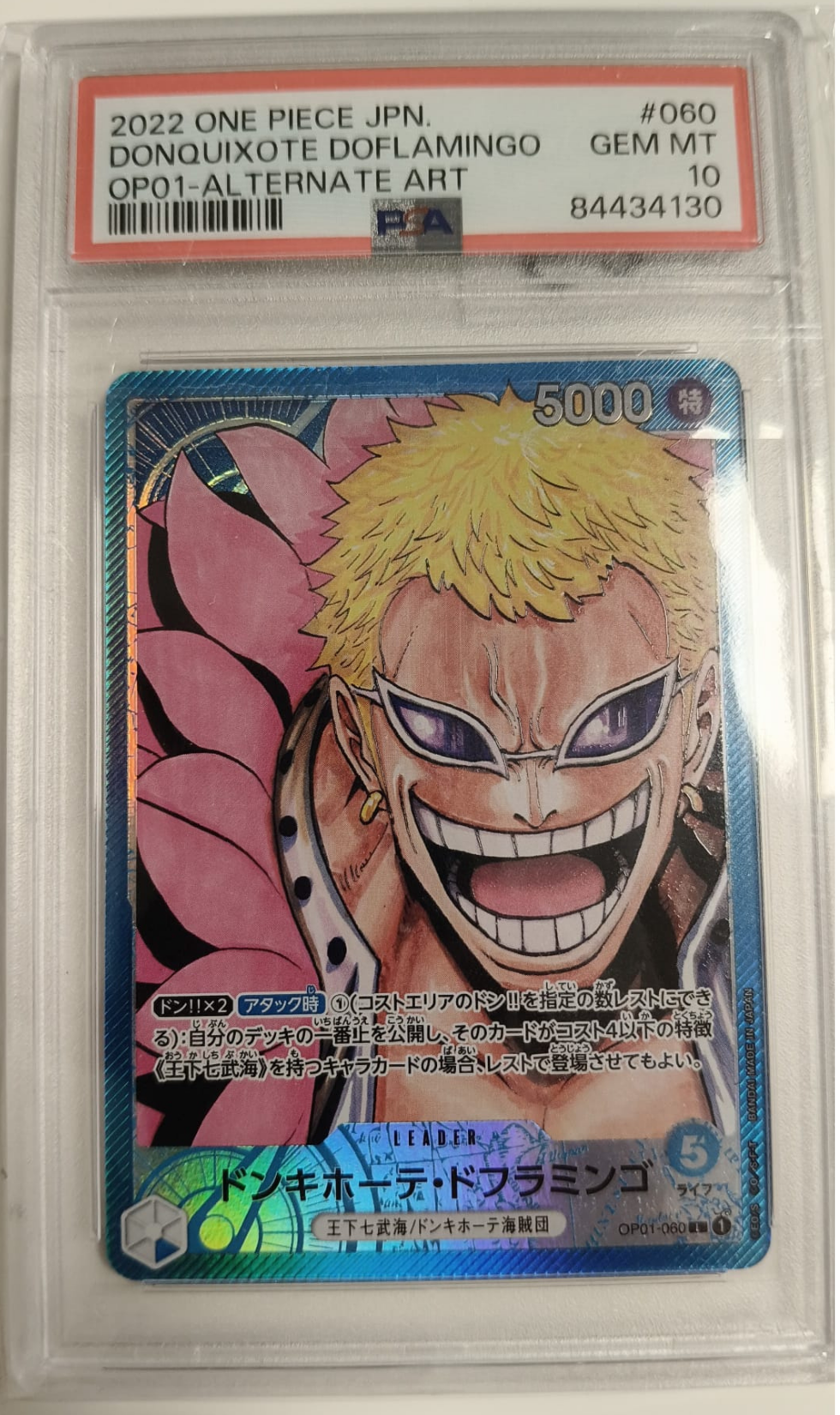 DONQUIXOTE DOFLAMINGO #060 - OP01 ALTERNATE ART 2022 - PSA GEM MINT 10 - CARTA GRADATA ONE PIECE JAP 2022