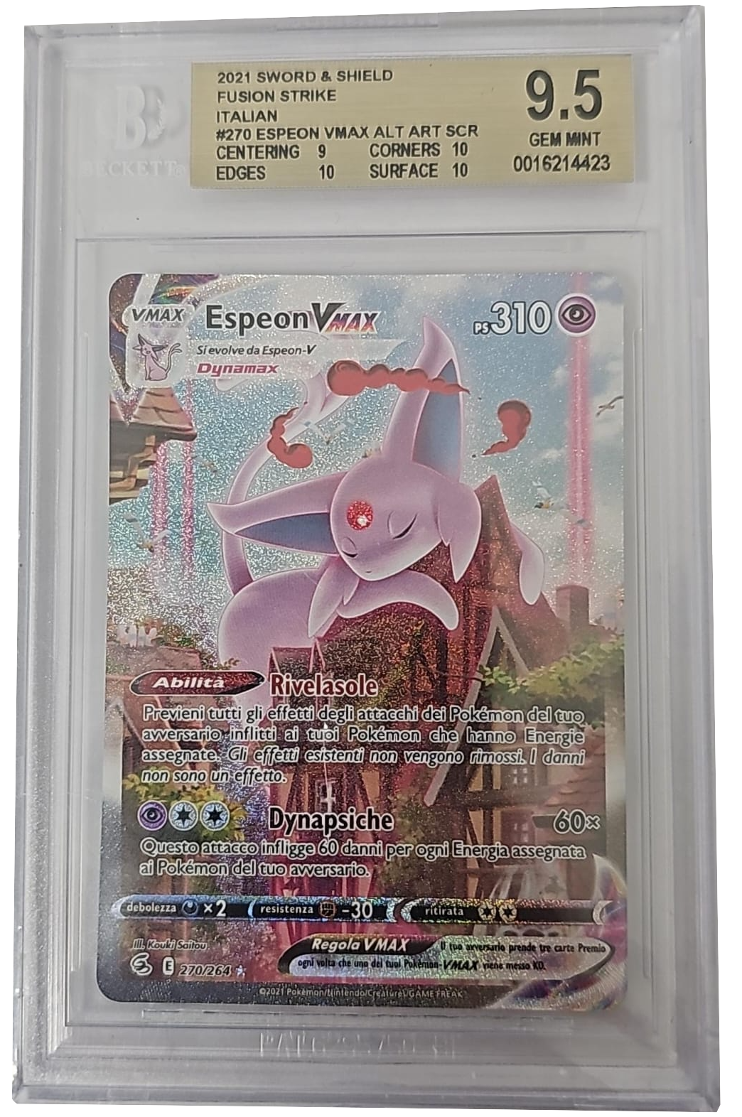 thumbnail image 2 of KamiZone Protective Acrylic Display Case For Espeon VMAX 270/264 Pokémon PSA Graded Card – Made In Denmark 2 of 5