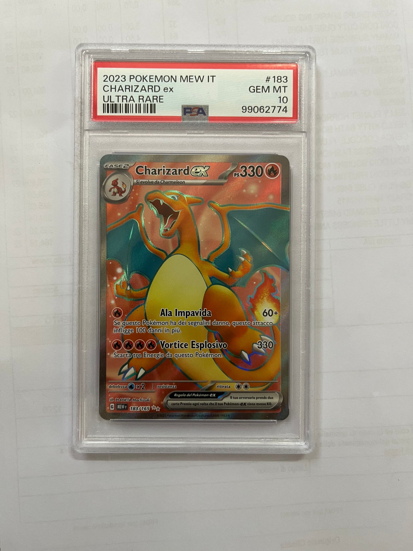 CHARIZARD EX 151 183/165 - PSA 10 - CARTA GRADATA ITA
