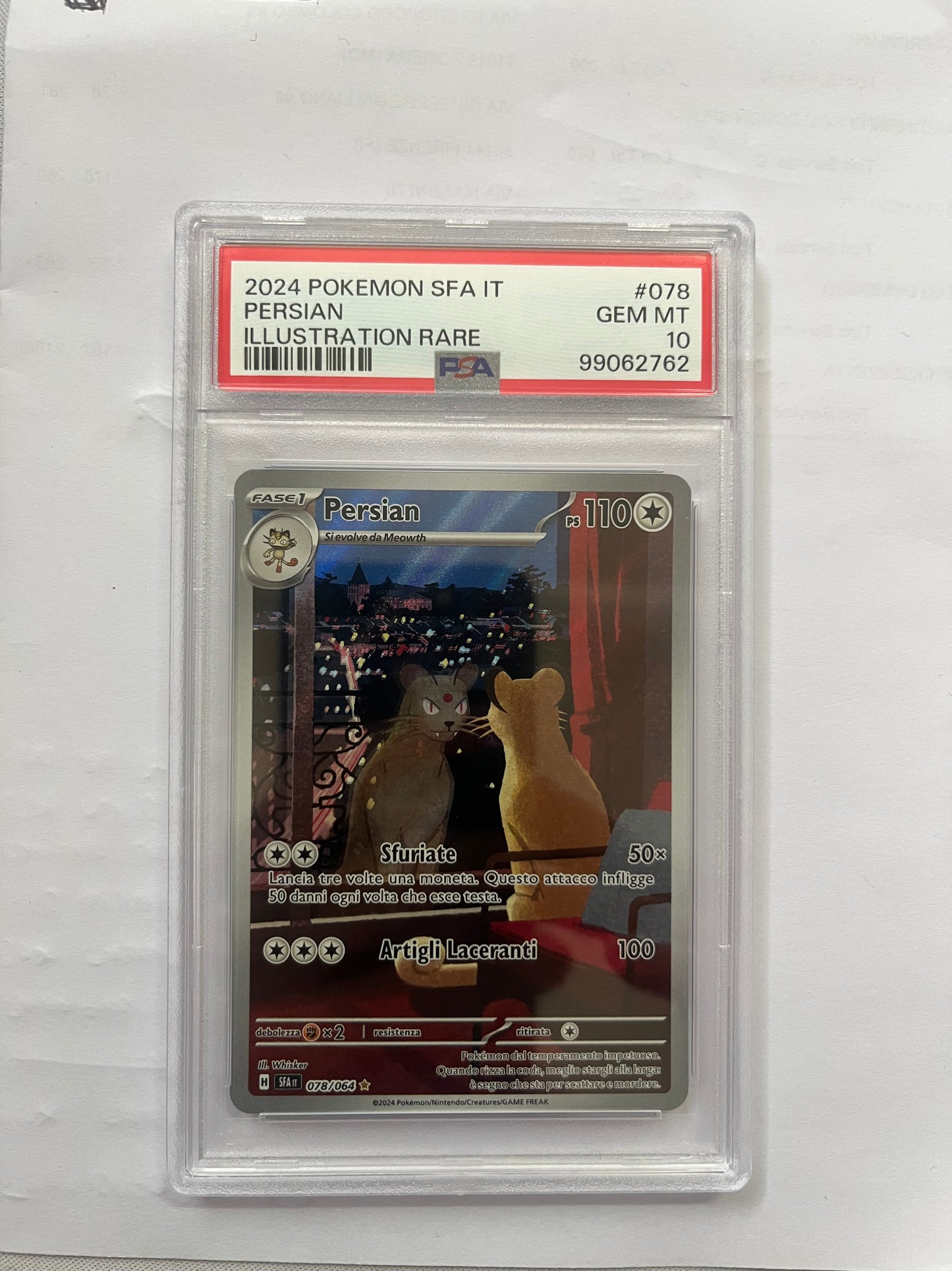Persian 078- segreto fiabesco- ITALIANO - PSA 10 - CARTA POKEMON GRADATA ITA