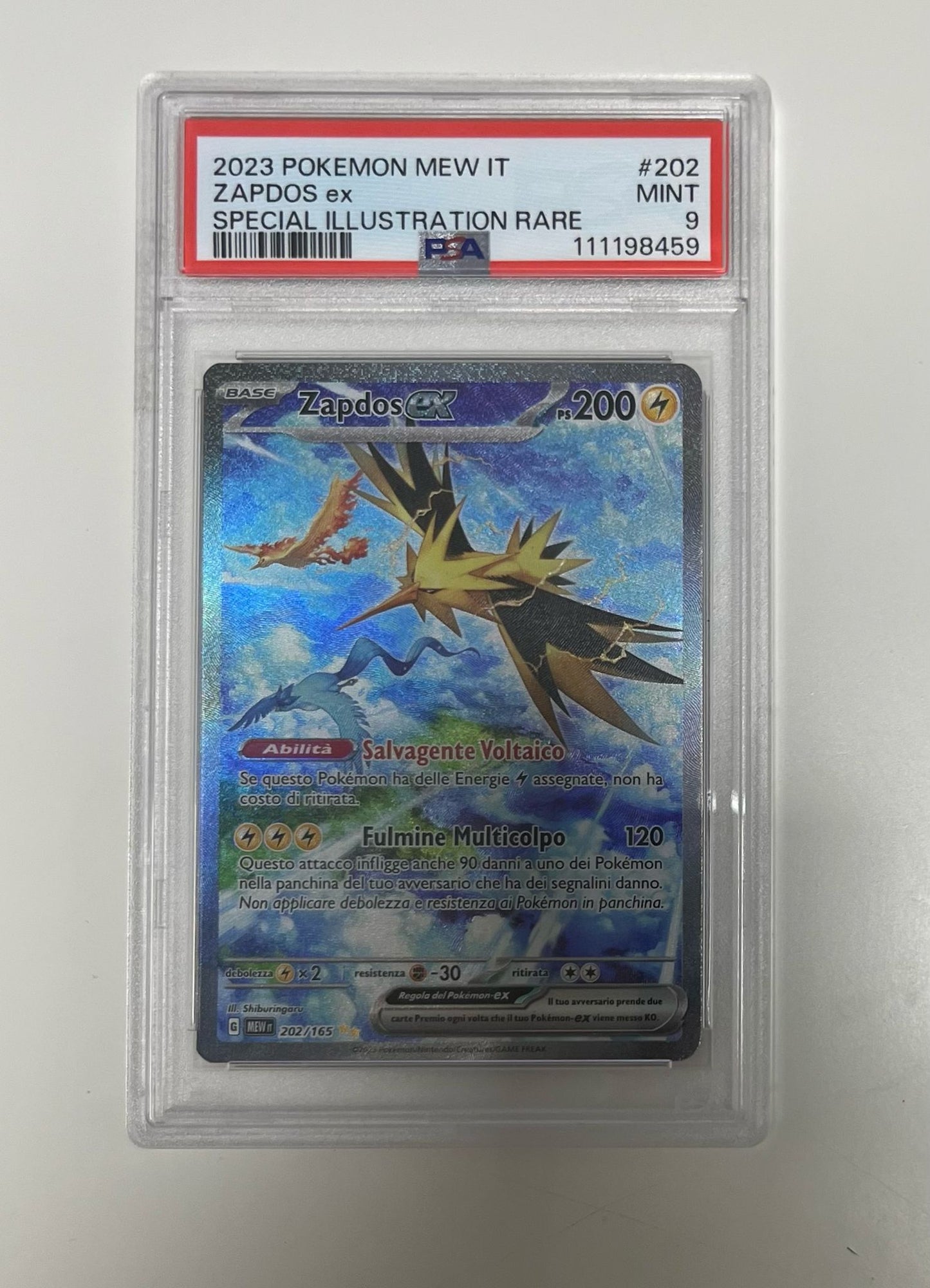 zapdos ex 202/165 special ill.rare-151- - PSA 9- CARTA GRADATA ITA