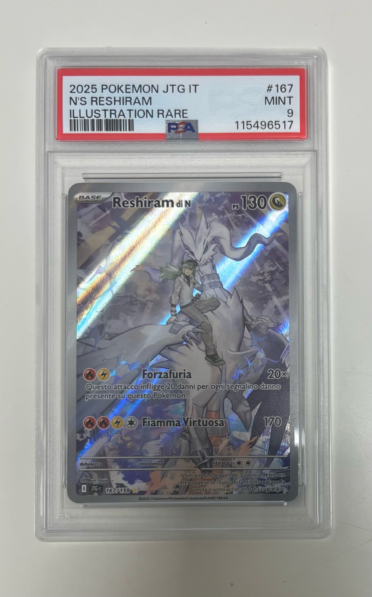 reshiram illustration rare 167/159 avventure insieme - PSA 9- CARTA GRADATA ITA