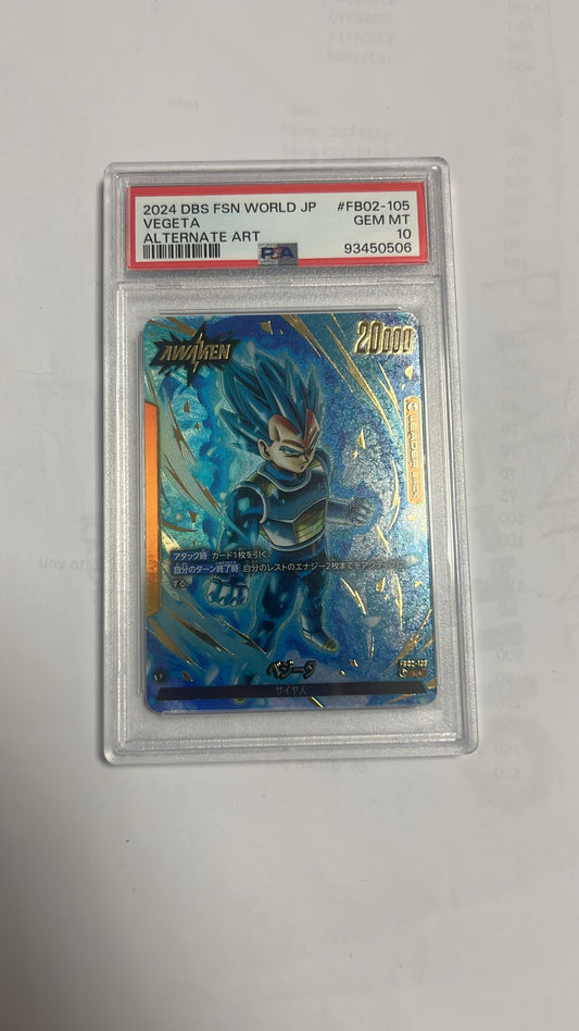 VEGETA #FB02105 - 2024 FUSION WORLD - BLAZING AURA - ALT ART L -psa 10 GEM MINT jap