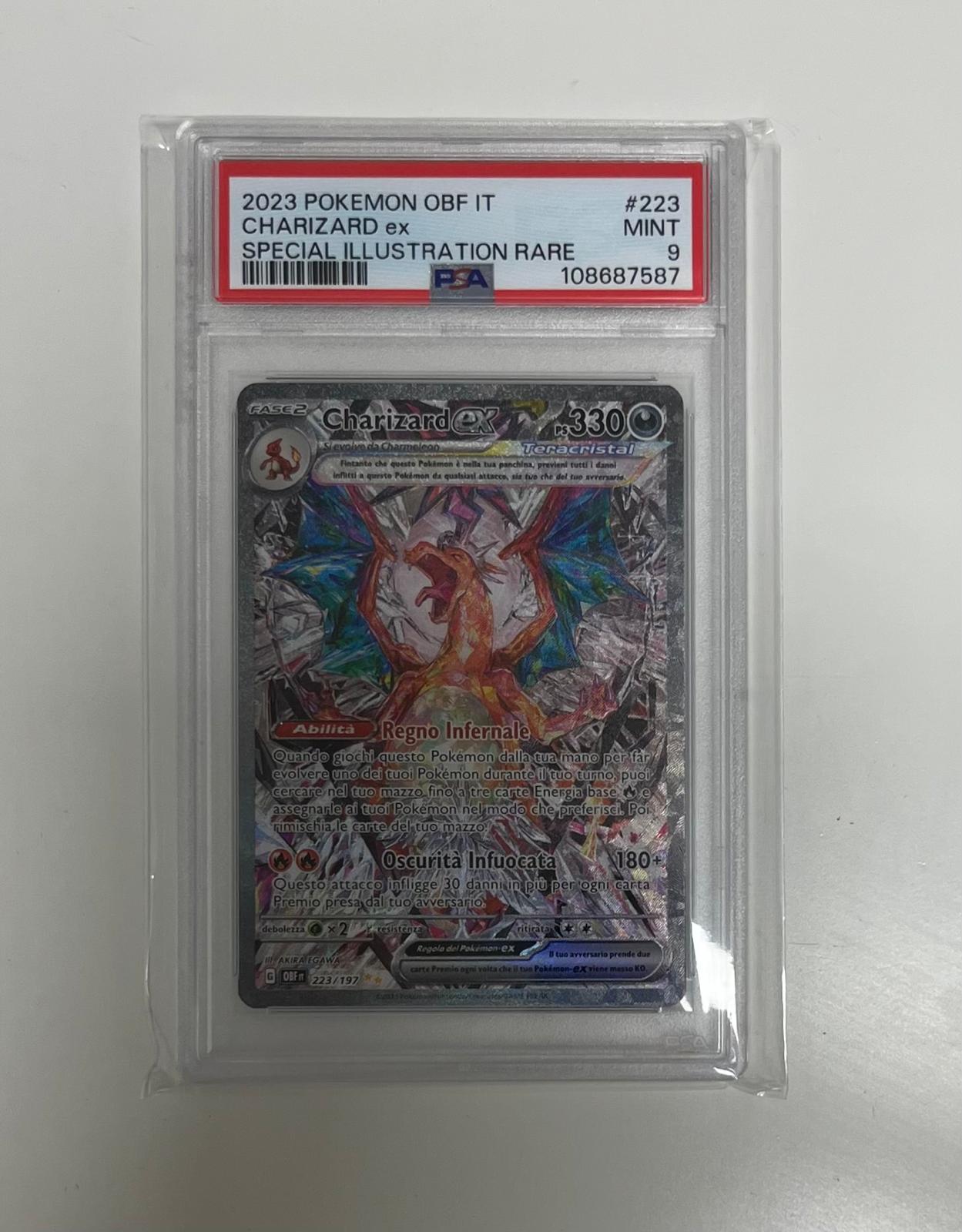 Charizard EX 223/197 - Ossidiana Infuocata - 2024 - PSA 9 MINT - CARTA GRADATA ITA