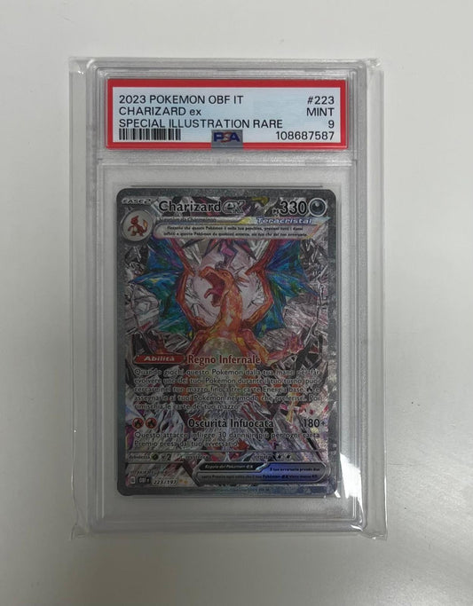 Charizard EX 223/197 - Ossidiana Infuocata - 2024 - PSA 9 MINT - CARTA GRADATA ITA
