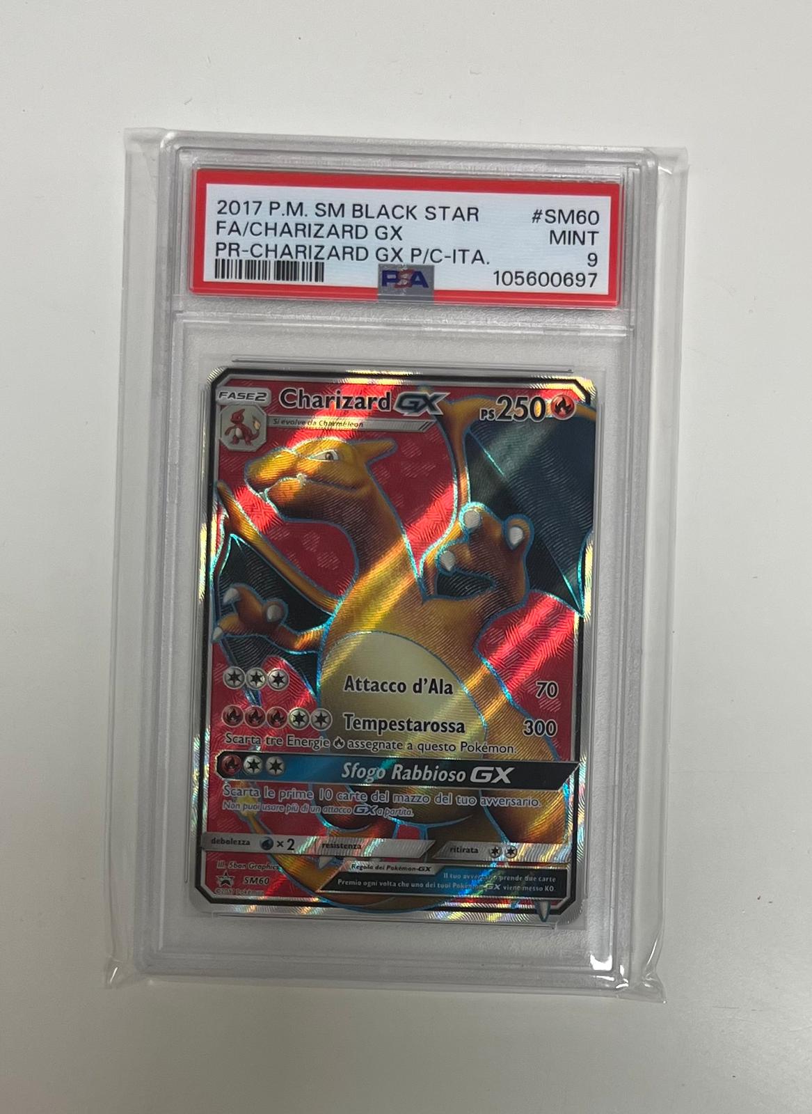 charizard gx sm60 black star promo holo sole e luna - PSA 9 - CARTA GRADATA ITA