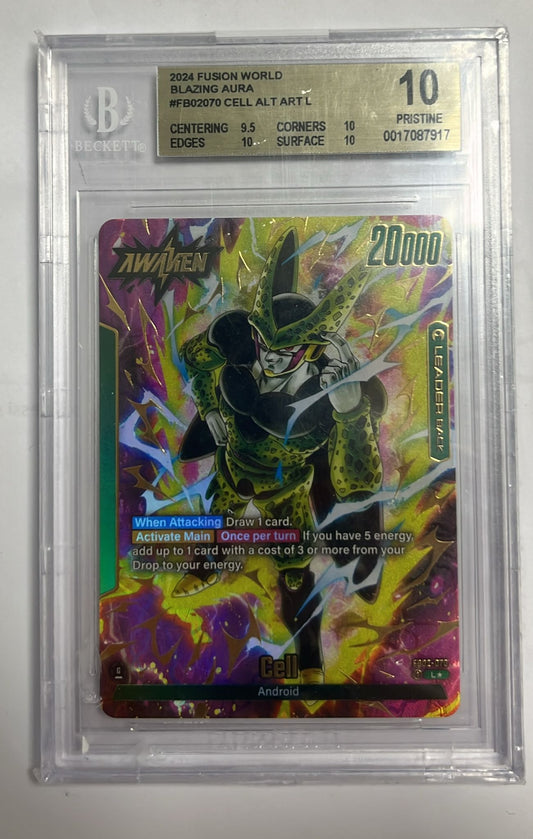 CELL #FB02070 - 2024 FUSION WORLD - BLAZING AURA - ALT ART L - BGS 10 GEM MINT ENG