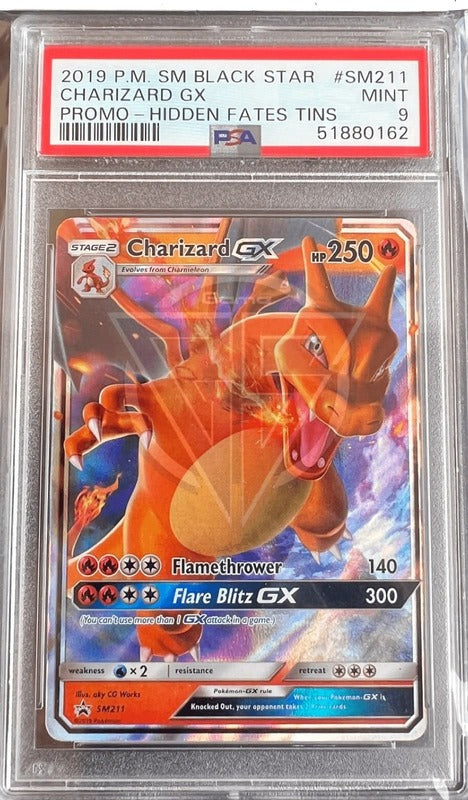 Charizard GX PROMO SM211 - Hidden Fates - 2019 - PSA 9 Mint - CARTA GRADATA ENG