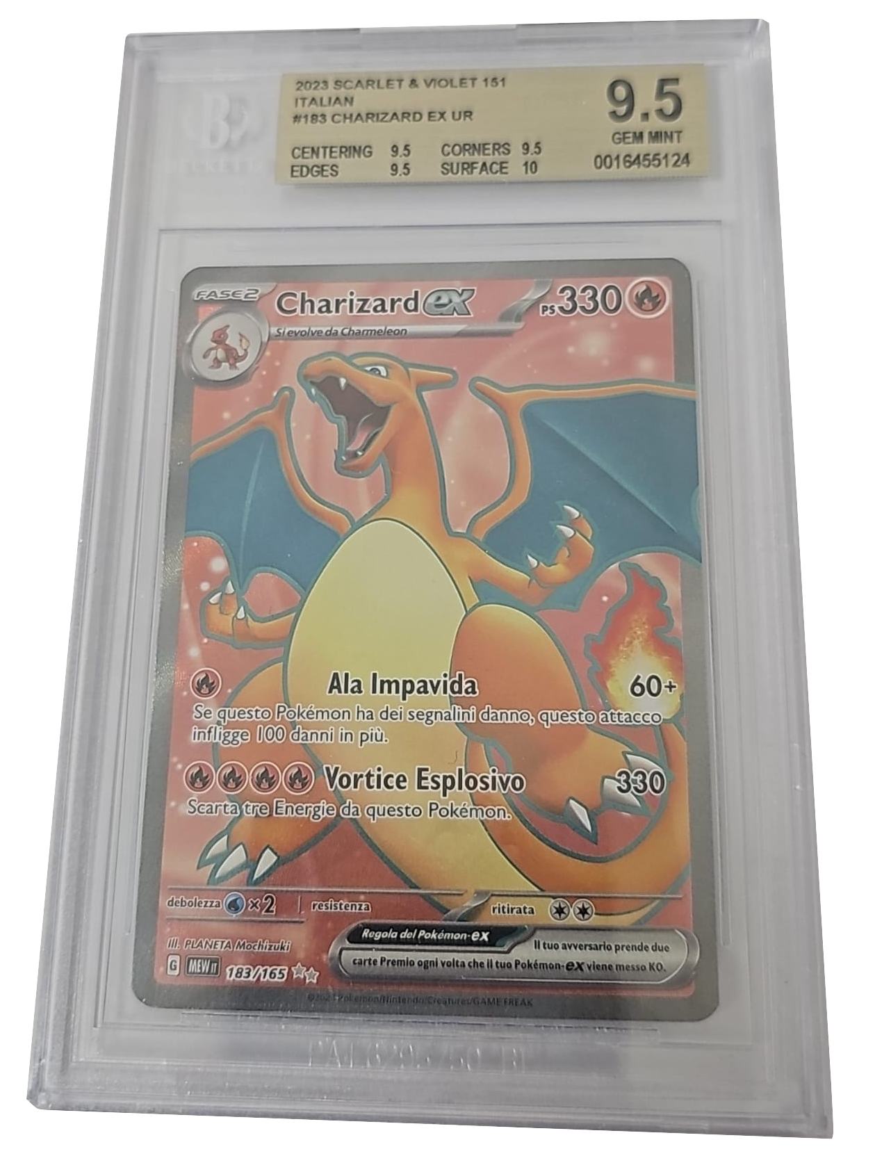 Charizard EX 183/165 - 151 - 2023 - BGS 9.5 Gem Mint - CARTA GRADATA ITA