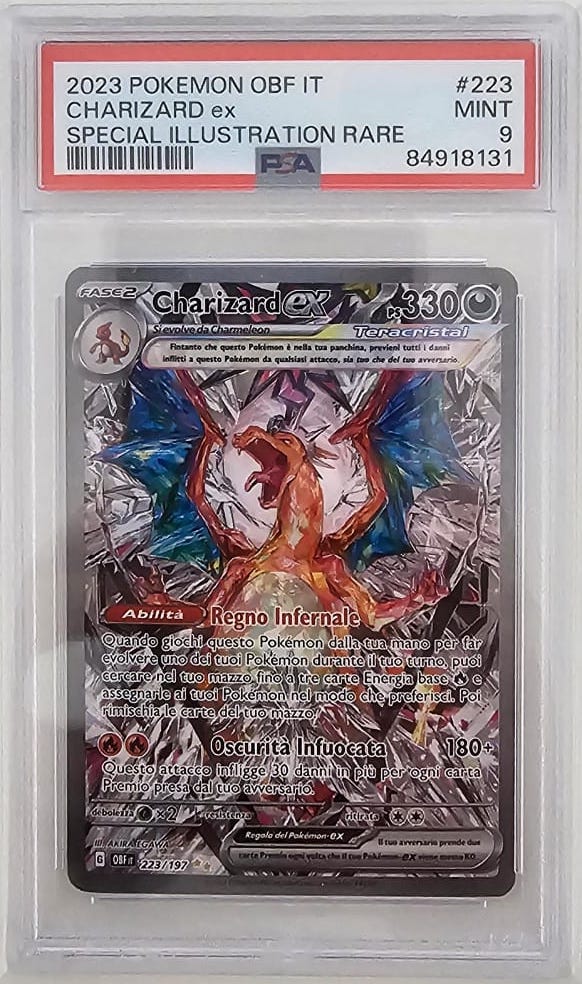 Charizard EX 223/197 - Ossidiana Infuocata - 2024 - PSA 9 MINT - CARTA GRADATA ITA