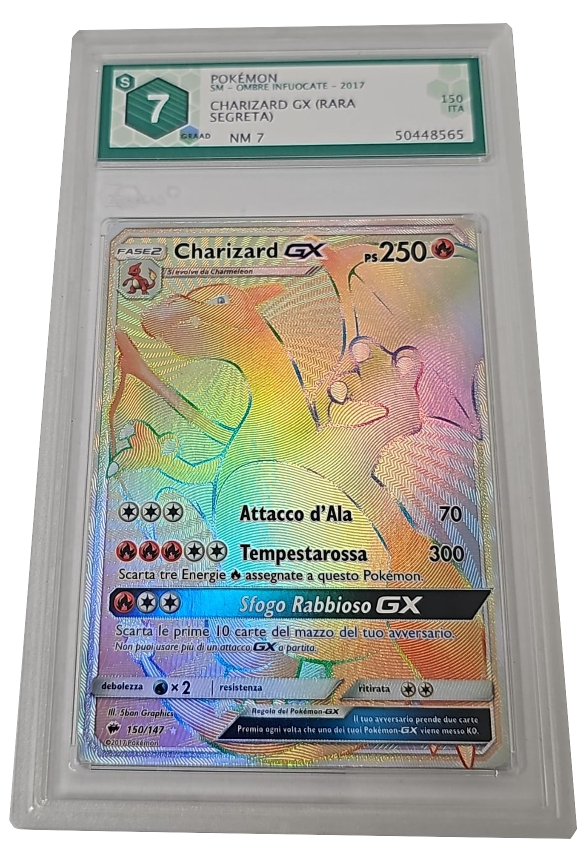 Charizard GX 150/147 - Ombre Infuocate - 2017 - GRAAD 7 Mint - CARTA GRADATA ITA