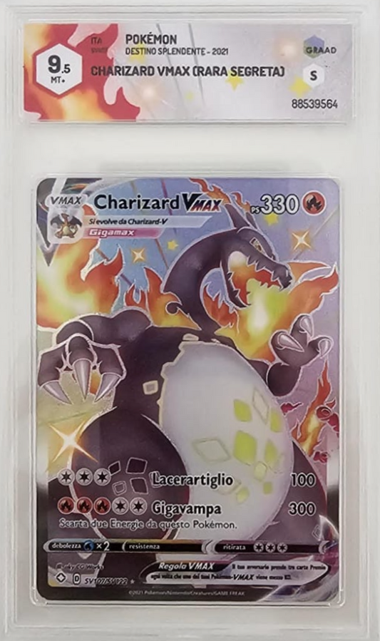 Charizard Vmax SV107 - Destino Splendente - 2021 - GRAAD 9.5 Mint - CARTA GRADATA ITA