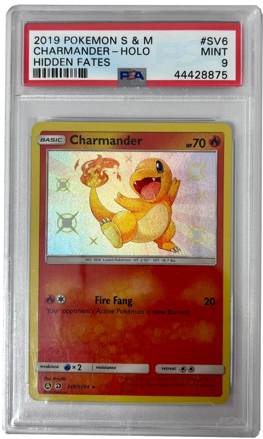 Charmander SV6/SV94 - Pokemon Hidden Fates - 2019 - PSA 9 Mint - CARTA GRADATA ENG