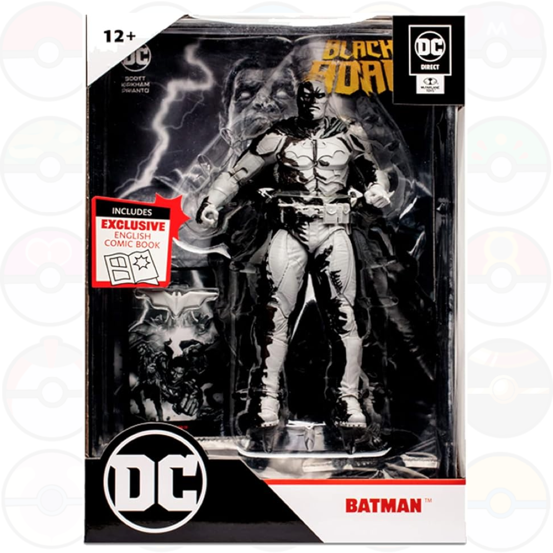 DC Direct Black Adam Gold Label Batman da 18 cm con 22 parti mobili, Action Figure di Batman da collezione con fumetto DC Black Adam esclusivo.