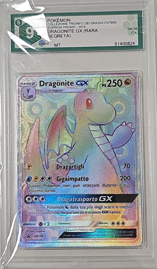 Dragonite GX #SM152 - COLLEZIONE TRIONFO DEI DRAGHI POTERI SUPREMI PROMO - 2018 - GRAAD 9 - CARTA POKEMON GRADATA ITA