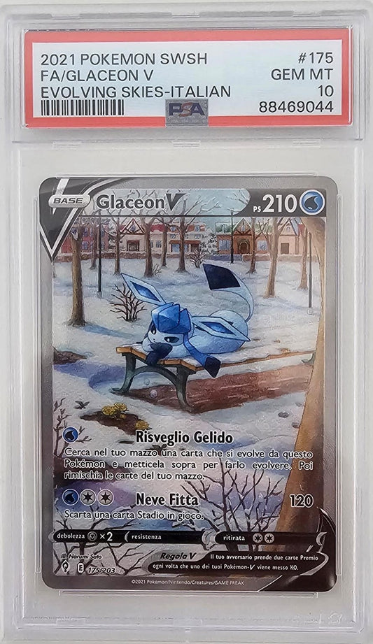 Glaceon V 175/203 - Evoluzioni Eteree - 2021 - PSA 10 MINT - CARTA GRADATA ITA