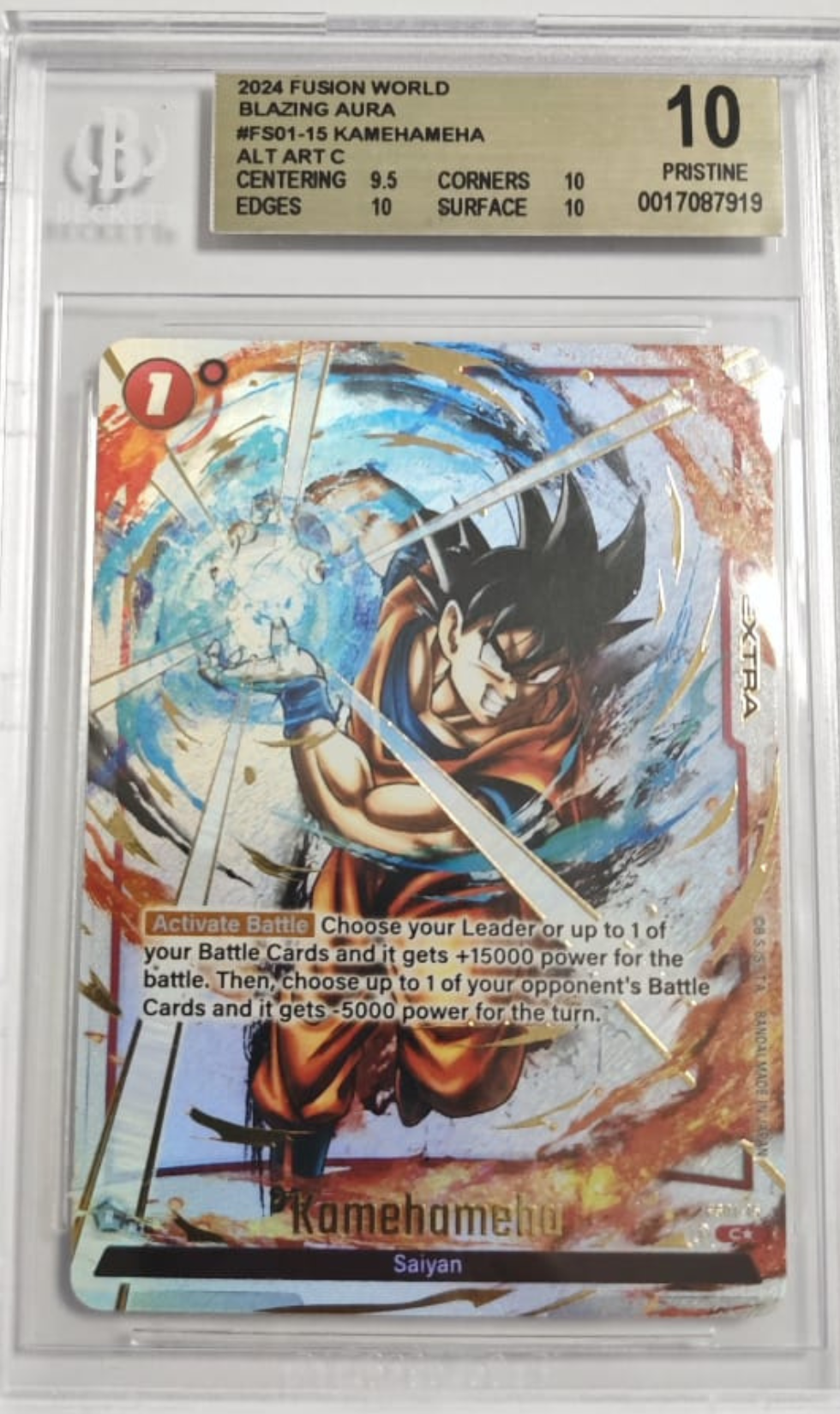 KAMEHAMEHA #FS01-15 - 2024 FUSION WORLD - BLAZING AURA - ALT ART C - BGS 10 GEM MINT ENG