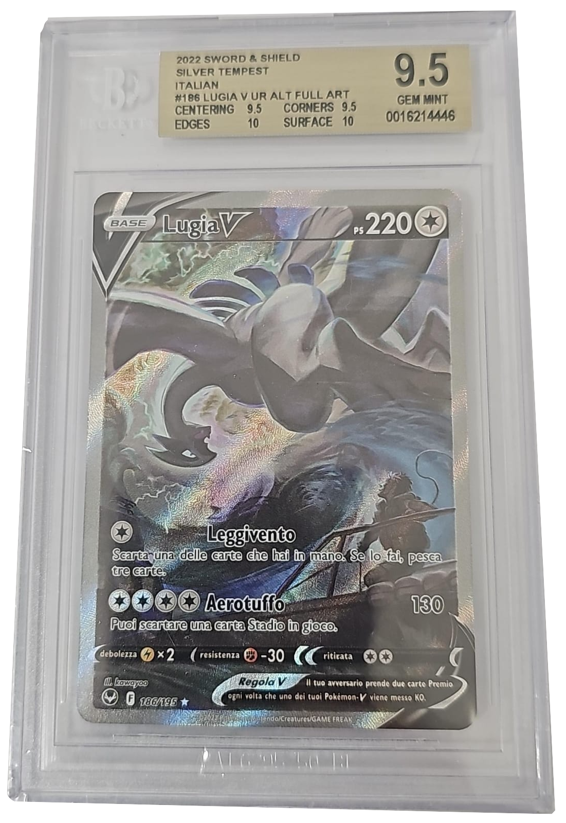 Lugia V 186/195 - Tempesta Argentata - 2022 - BGS 9.5 Mint - CARTA GRADATA ITA