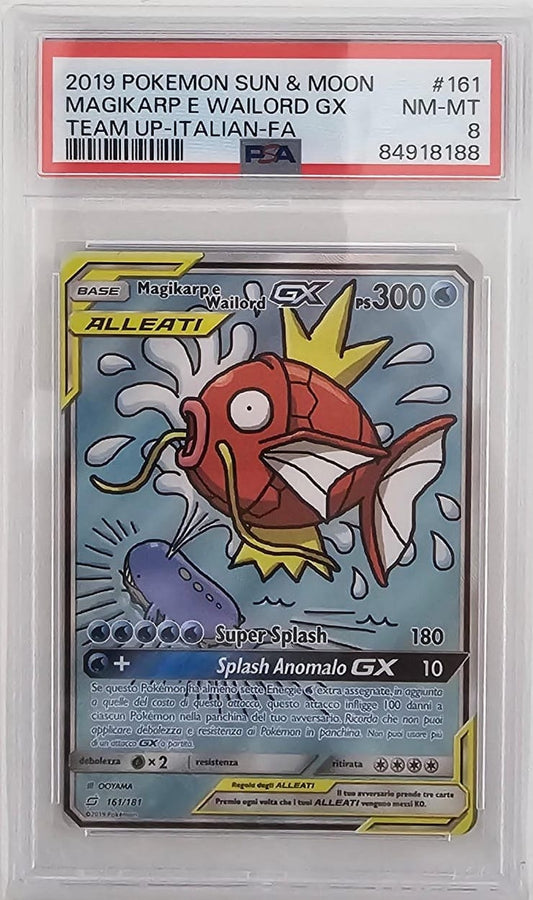 Magikarp & Wailord GX 161/181 - Gioco di Squadra - 2019 - PSA 8 NEAR MINT - CARTA GRADATA ITA