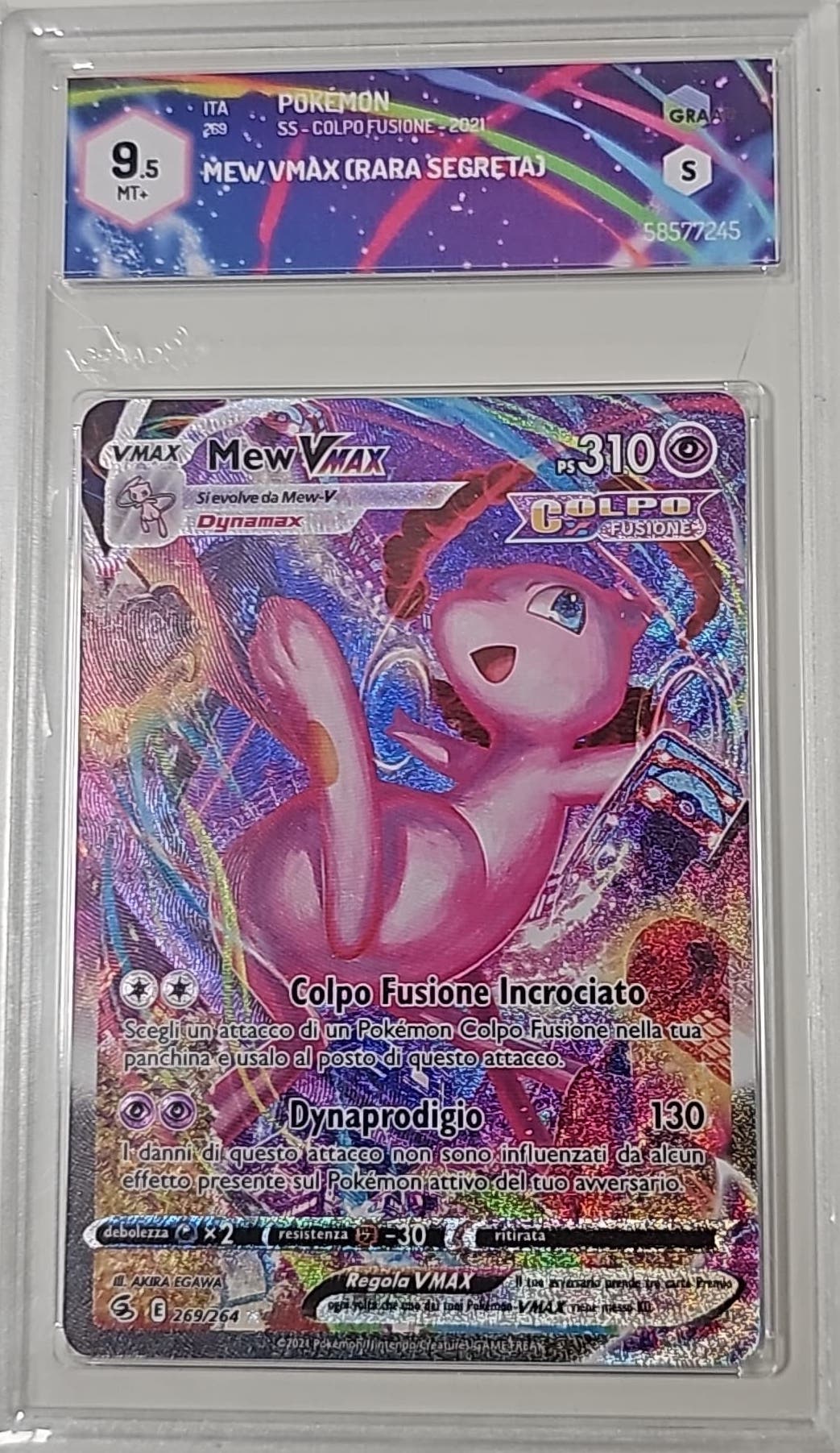 Mew VMAX 269 - Colpo Fusione - 2021 - GRAAD 9.5 Mint - CARTA POKEMON GRADATA ITA