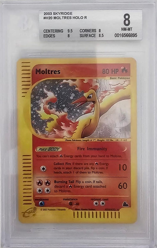 Moltres HOLO H20/H32 - Skyridge - 2003 - BGS 8 Near Mint - CARTA GRADATA ENG