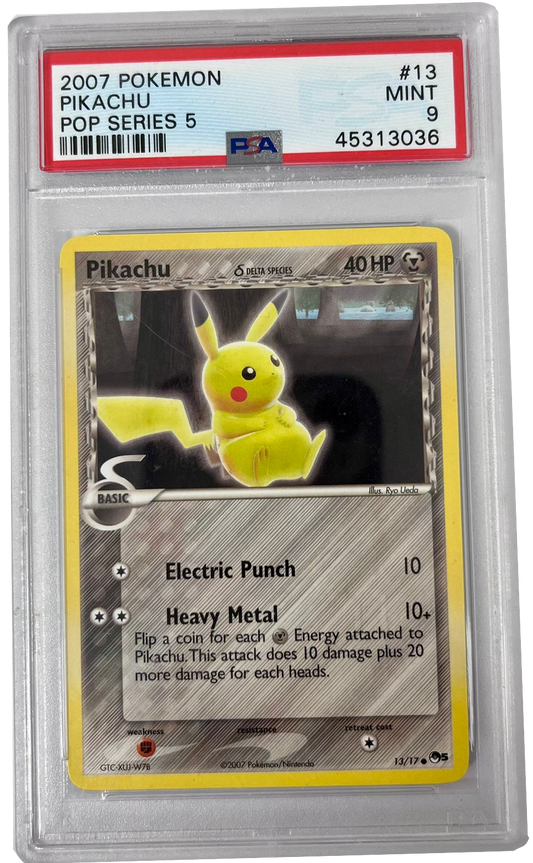 Pikachu Delta Species 13/17 - POP Series 5 - 2007 - PSA 9 Mint - CARTA GRADATA ENG