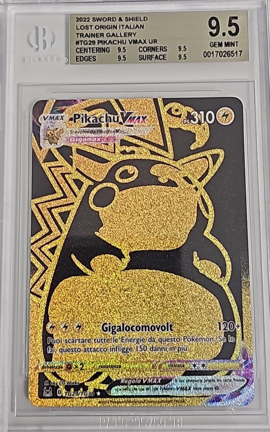 Pikachu VMAX #TG29 - Origine Perduta - 2022 - BGS 9.5 Mint - CARTA GRADATA ITA