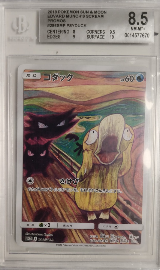 Psyduck #286SMP - Edward Munch's Scream - Japanese Sole e Luna Promo - 2019 - BGS 8.5 - CARTA GRADATA JAP