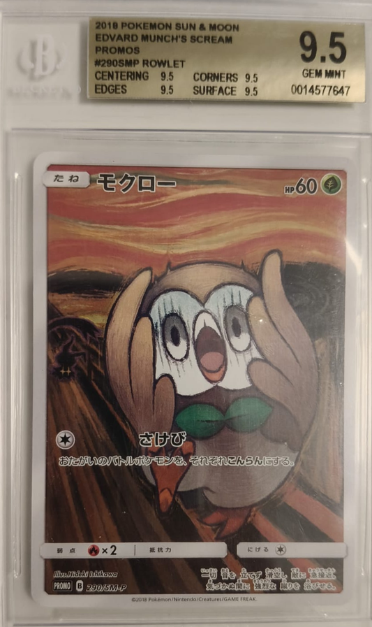 Rowlet #290SMP - Edward Munch's Scream - Japanese Sole e Luna Promo - 2019 - BGS 9.5 - CARTA GRADATA JAP