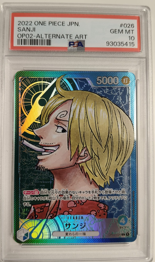 SANJI #026 - OP02 ALTERNATE ART 2022 - PSA GEM MINT 10 - CARTA GRADATA ONE PIECE JAP 2022