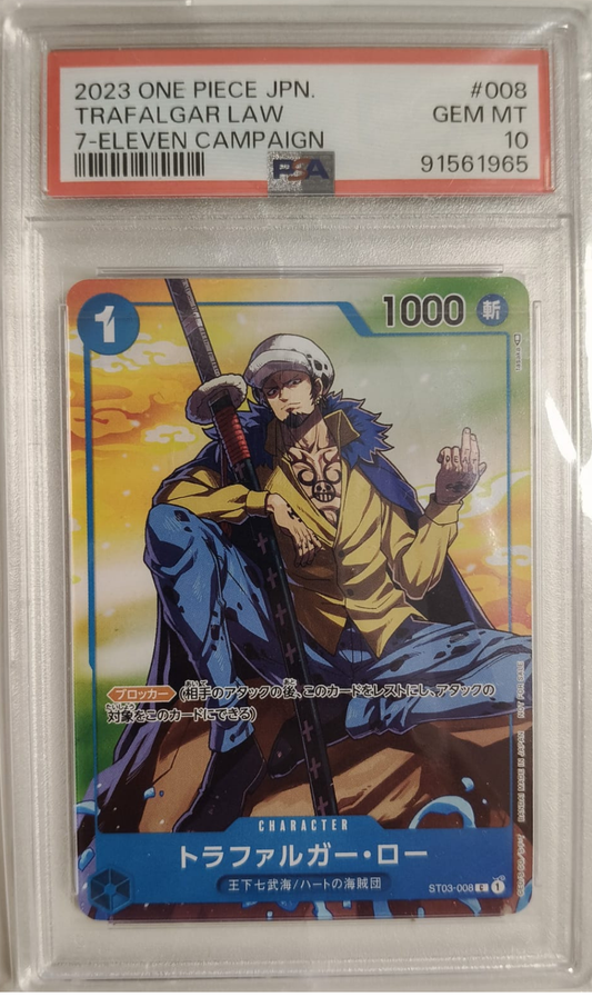 TRAFALGAR LAW #008 - 7-ELEVEN CAMPAIGN 2023 - PSA GEM MINT 10 - CARTA GRADATA ONE PIECE JAP 2023