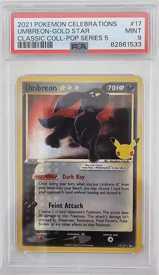 Umbreon Goldstar 17 - Celebrations 25th Anniversary - 2021 - PSA 9 Mint - CARTA GRADATA ENG