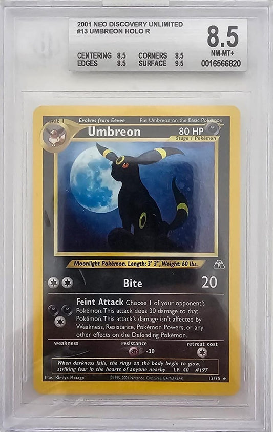 Umbreon HOLO 13/75 - NEO DISCOVERY - 2001 - BGS 8.5 Near Mint - CARTA GRADATA ENG