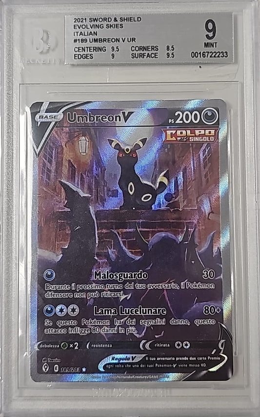 Umbreon V 189 - Evoluzioni Eteree - 2021 - BGS 9 Mint - CARTA POKEMON GRADATA ITA