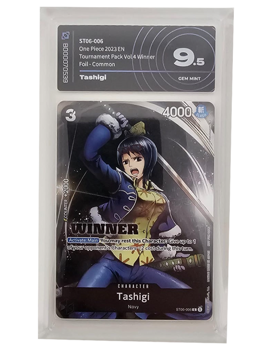 ONE PIECE - TASHIGI Winner ST06-006 Tournament Pack Vol.4 WINNER - AI GRADING 9.5 - CARTA GRADATA ONE PIECE