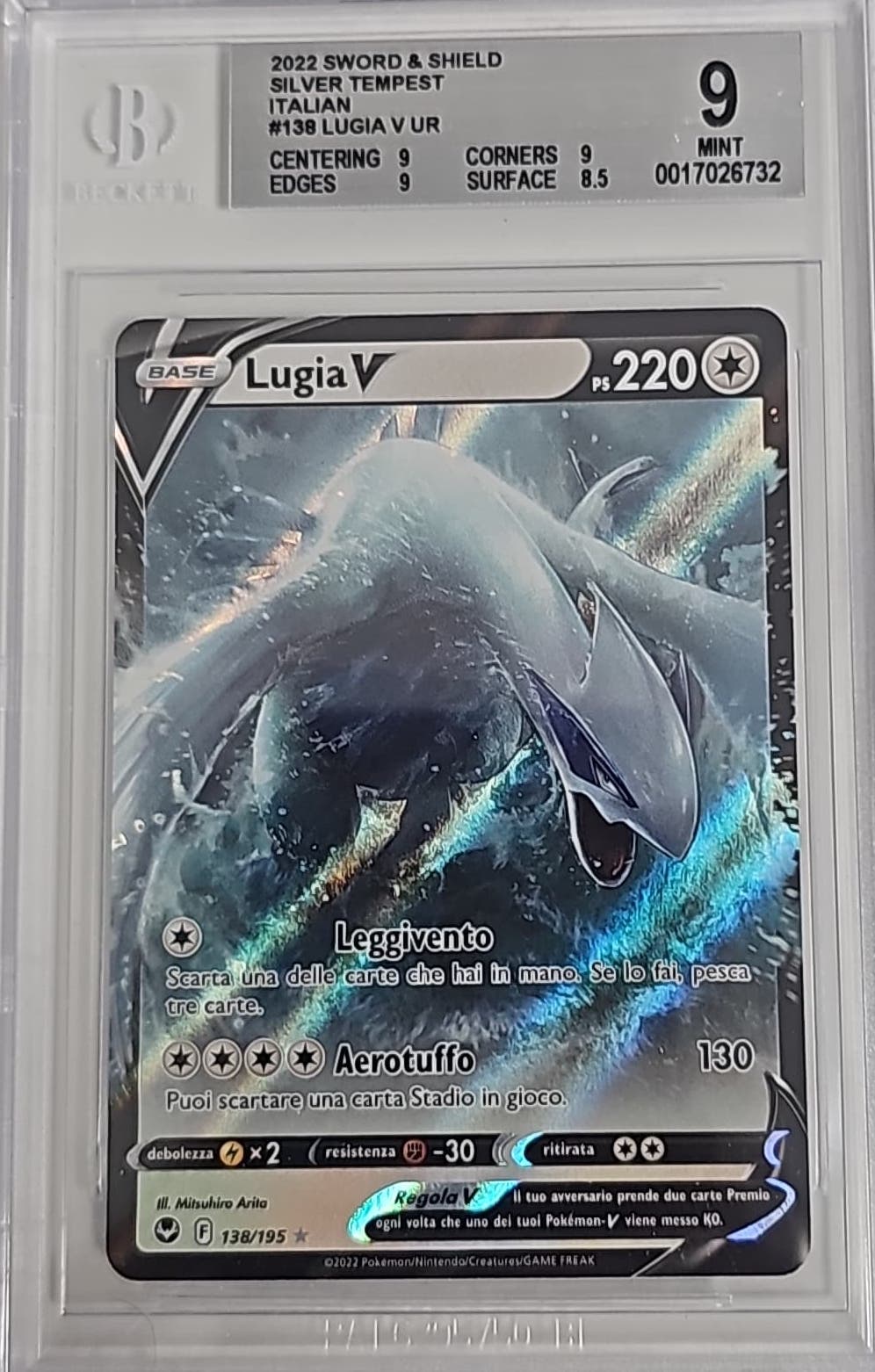 Lugia V #138 - Tempesta Argentata - 2023 - BGS 9 Near Mint - CARTA POKEMON GRADATA ITA