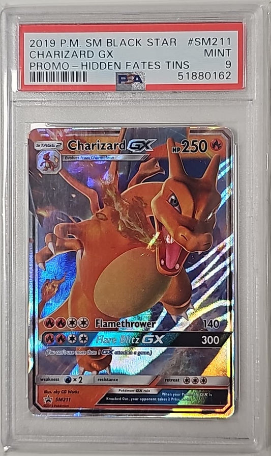 Charizard GX PROMO SM211 - Hidden Fates - 2019 - PSA 9 Mint - CARTA POKEMON GRADATA ENG