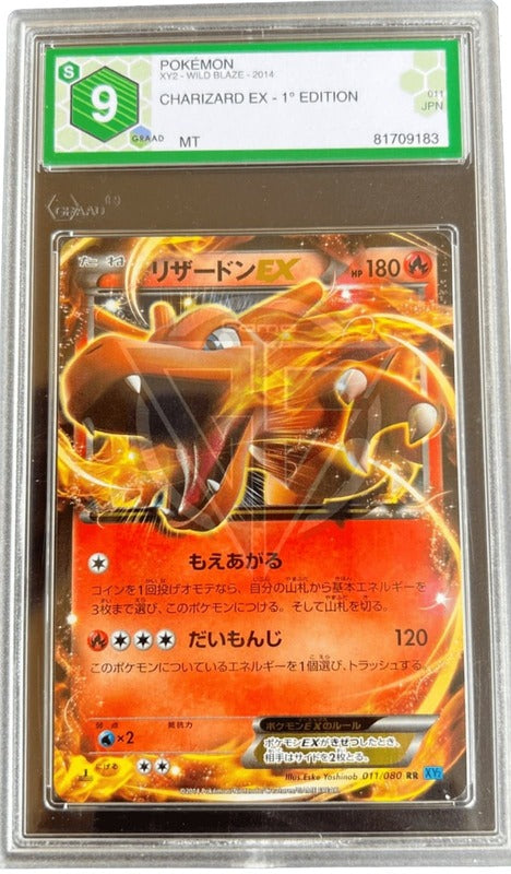 Charizard EX 011/080 - 1st Ed XY2 WILD BLAZE - 2014 - GRAAD 9 Mint - CARTA GRADATA JAP