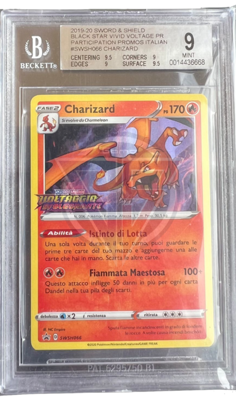 Charizard PROMO SWSH066 (stamped) - Voltaggio Sfolgorante (Partecipation Promos) - 2019 - BGS 9 Mint - CARTA GRADATA ITA