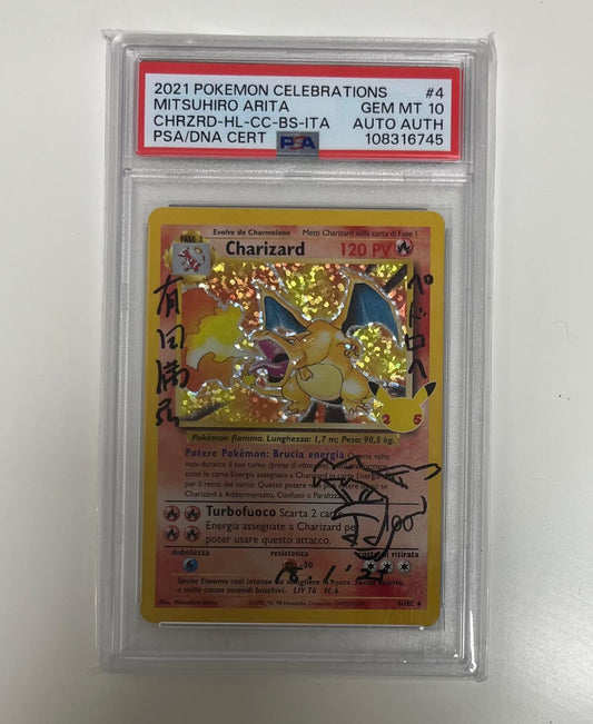 charizard 25th 4/102 gran festa - PSA 10 - CARTA GRADATA ITA (firma di arita)