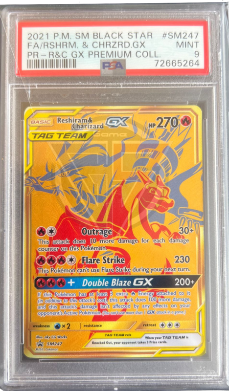 Reshiram & Charizard GX PROMO SM247 - Reshiram & Charizard GX Premium Collection - 2021 - PSA 9 Mint - CARTA GRADATA ENG