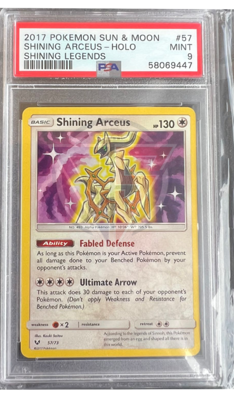 Shining Arceus 57/73 - Shining Legends - 2017 - PSA 9 Mint - CARTA GRADATA ENG